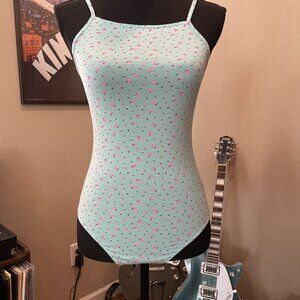 Wild Fable Women's Mint Green & Pink Floral Bodysuit